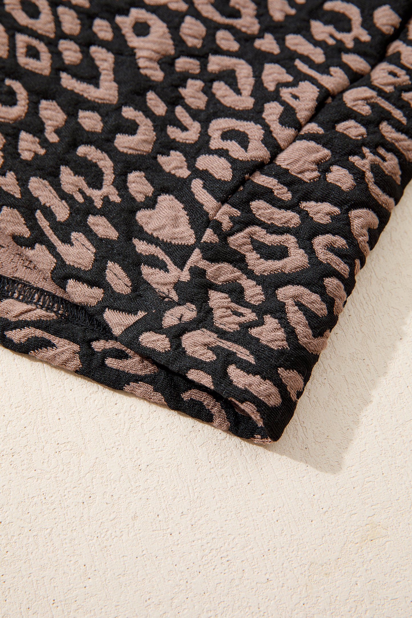 Black Leopard Print Bubble Sleeve Shift Mini Dress