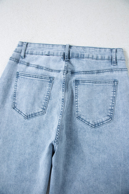 Beau Blue Bow Knot Side Detail Straight Leg Loose Jeans