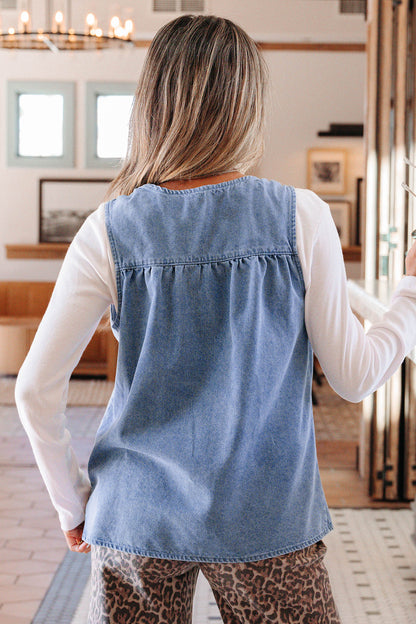The Lowcountry Heirloom Denim Blouse