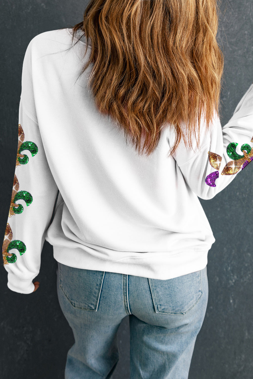 Mardi Gras Sequin Fleur-de-Lis Sweatshirt