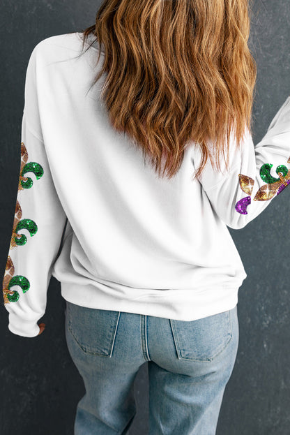Mardi Gras Sequin Fleur-de-Lis Sweatshirt