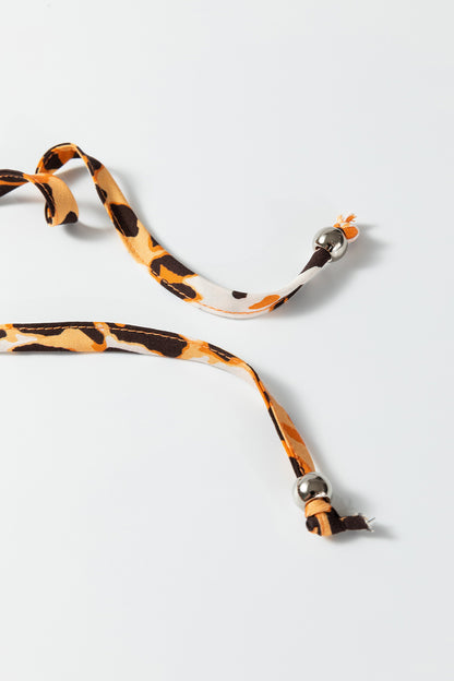 Leopard Print Short Puff Sleeve Slit Neck Babydoll Blouse