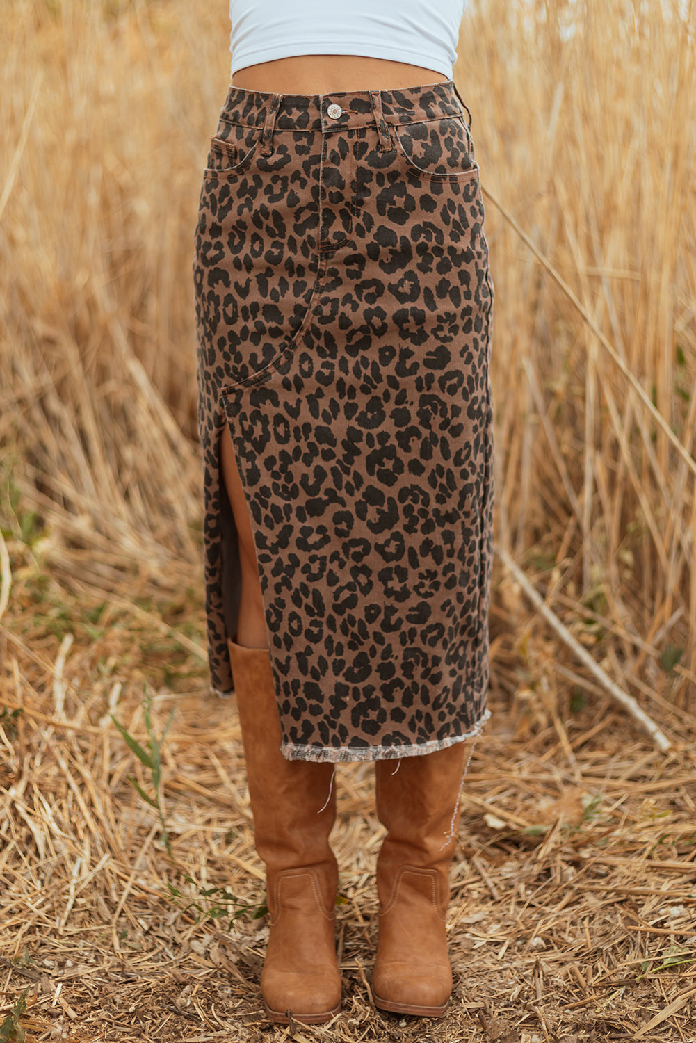 The Savannah Safari Leopard Midi Skirt