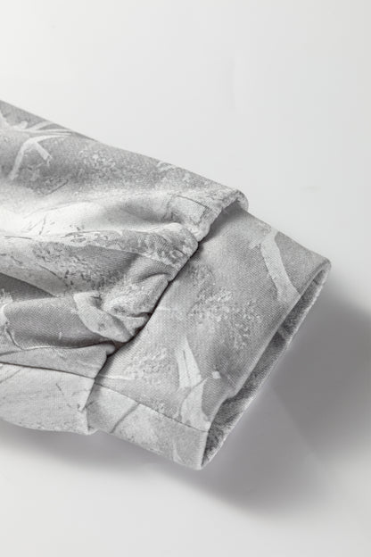 Gray Plus Size Camouflage Woodland Print Oversized Sporty Hoodie