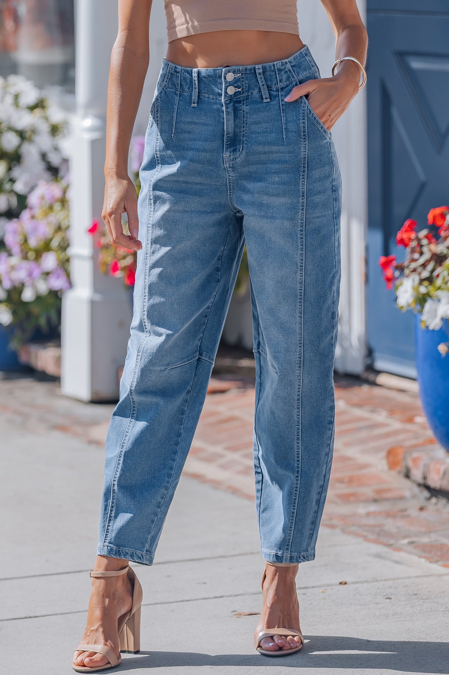 The Charleston Coastal Cuffed Barrel Jeans