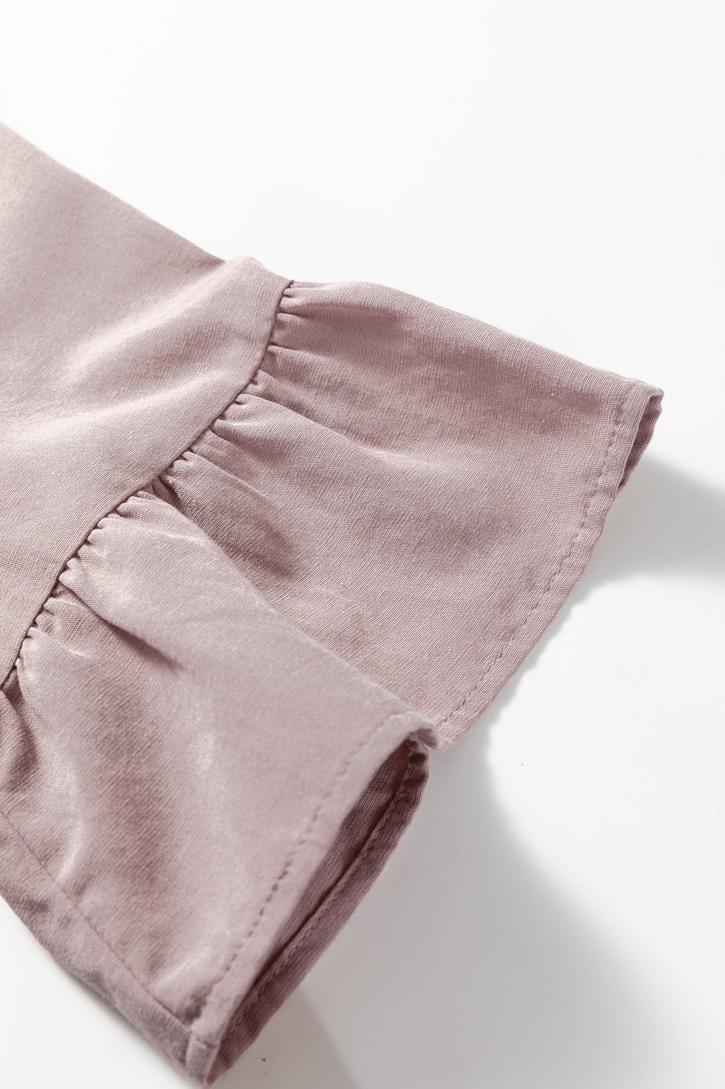 Sepia Rose Slit V Neck Ruffled Loose Blouse