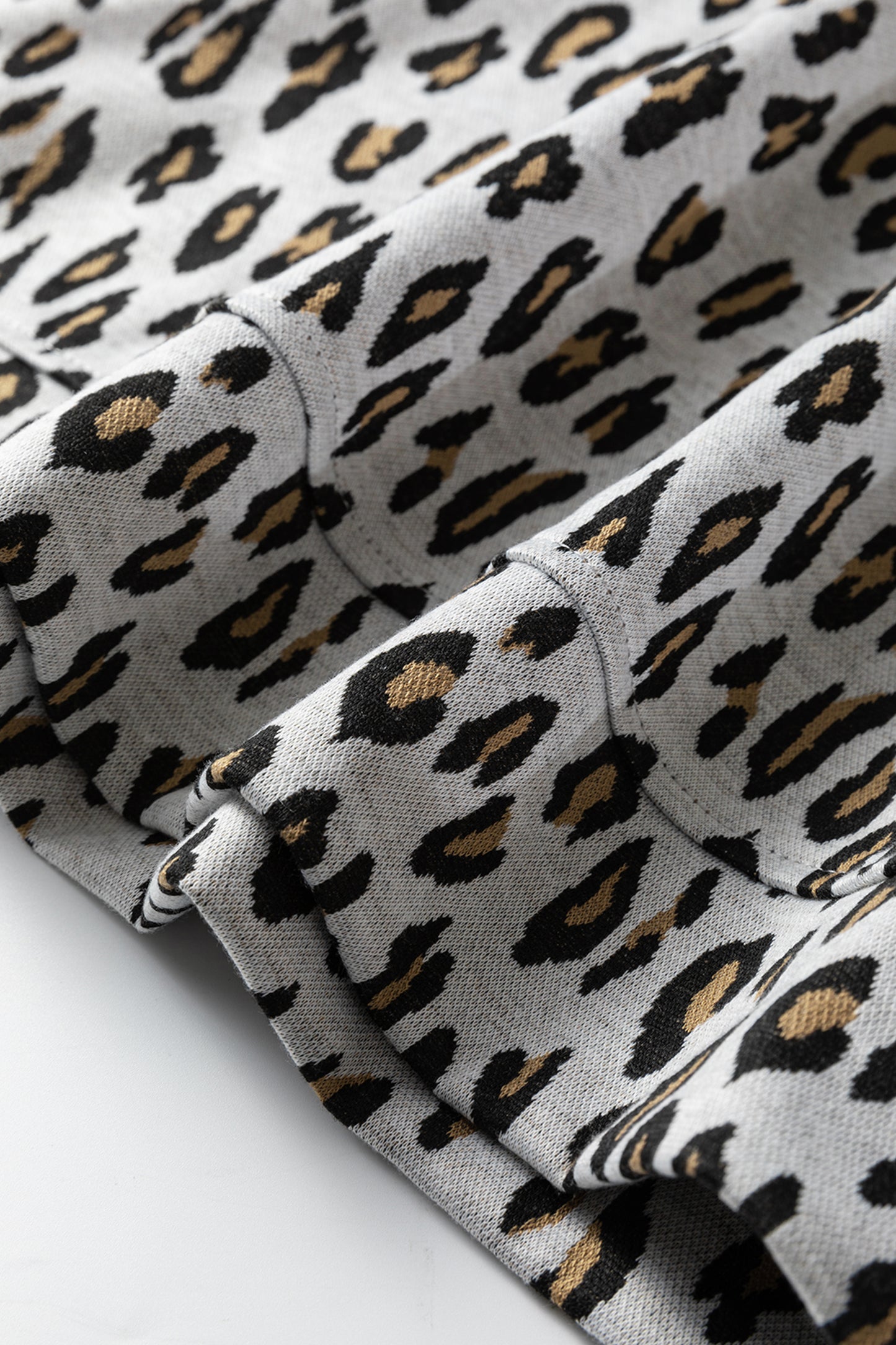 Beige Leopard Print Casual Tee and Pants 2pcs Outfit