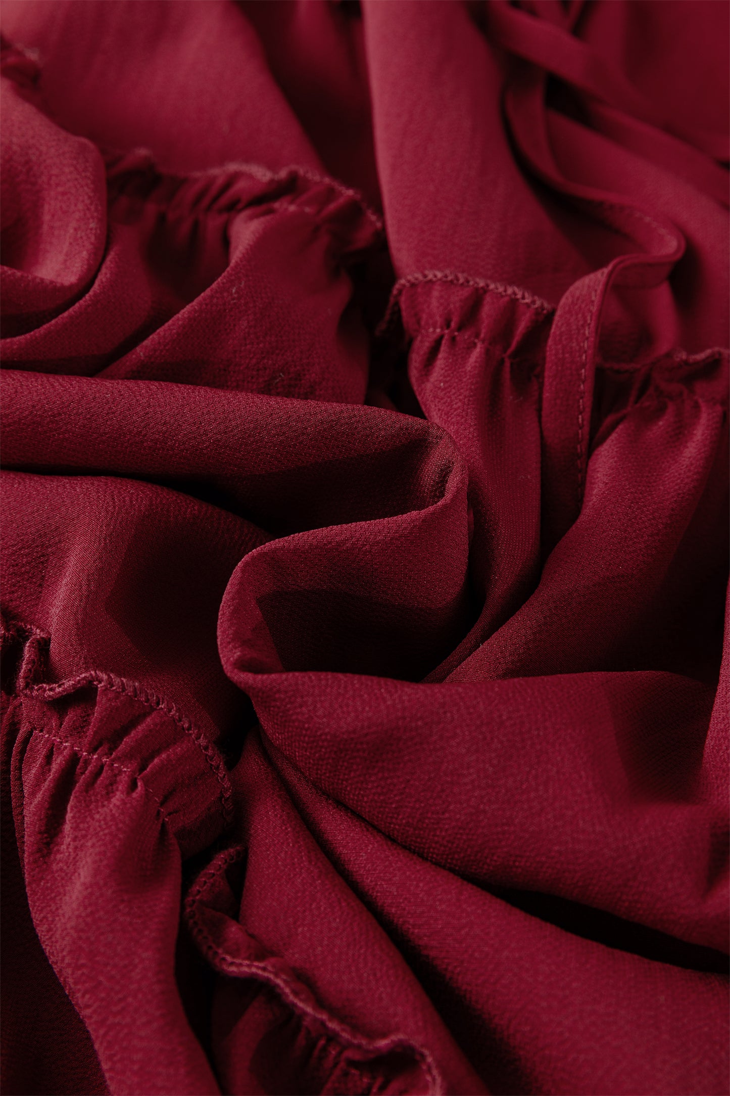 Fiery Red Black Frill Tiered Drawstring Waist Maxi Skirt