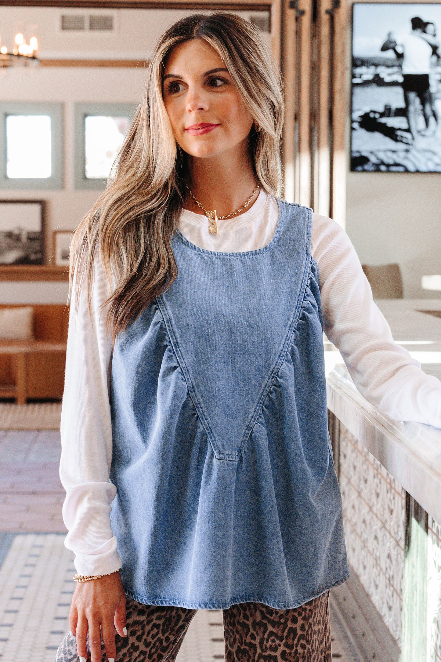 The Lowcountry Heirloom Denim Blouse