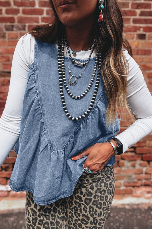 The Lowcountry Heirloom Denim Blouse