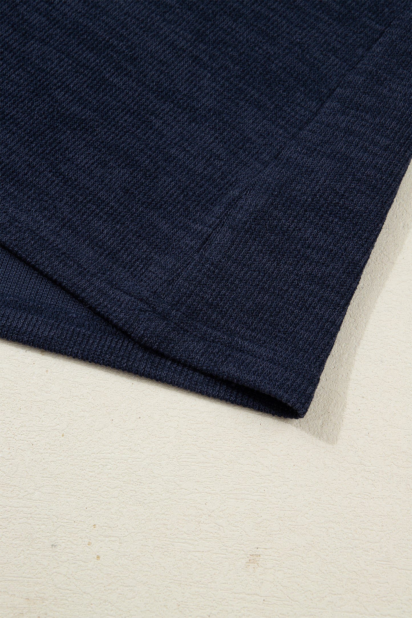 Navy Blue Ribbed Contrast Leopard Patchwork Short Sleeve Top