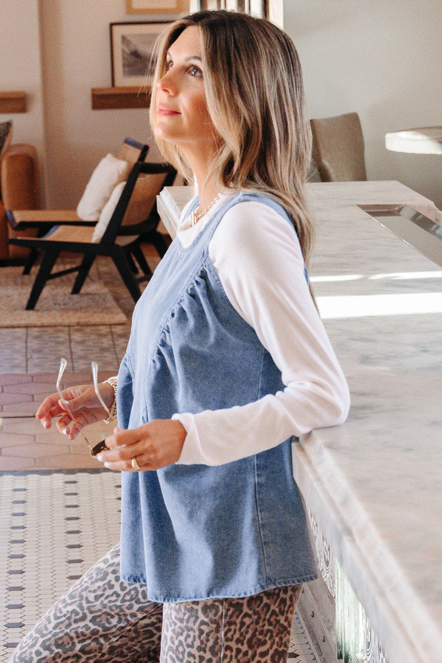 The Lowcountry Heirloom Denim Blouse
