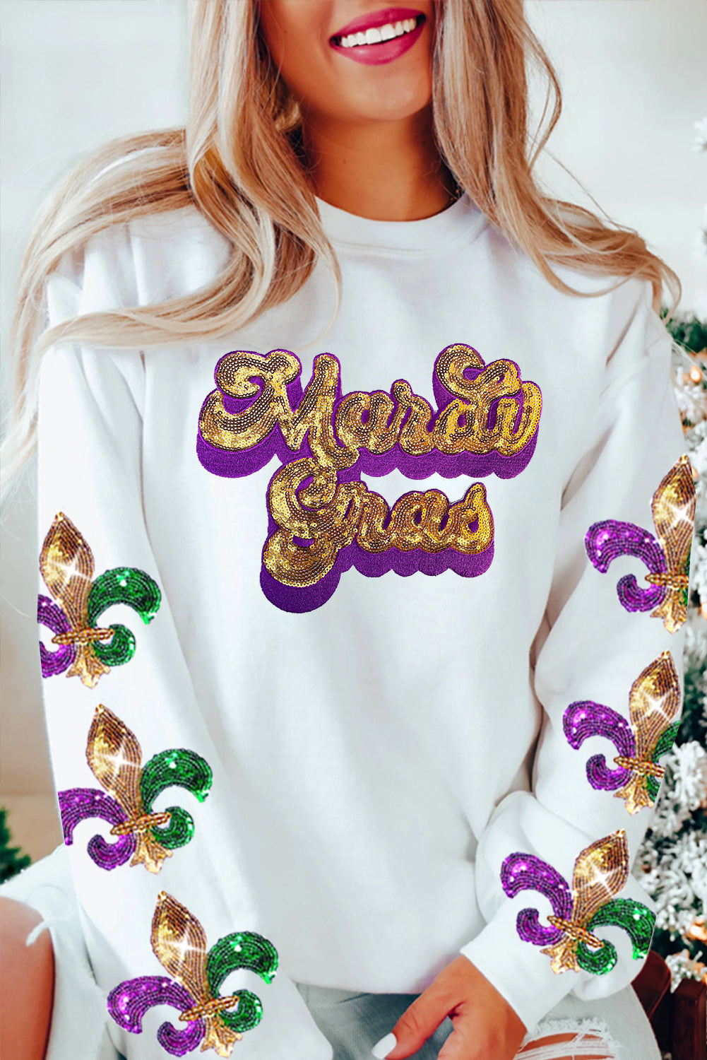 Mardi Gras Sequin Fleur-de-Lis Sweatshirt