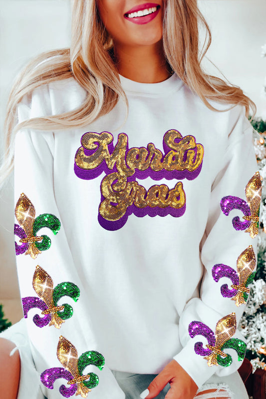 Mardi Gras Sequin Fleur-de-Lis Sweatshirt
