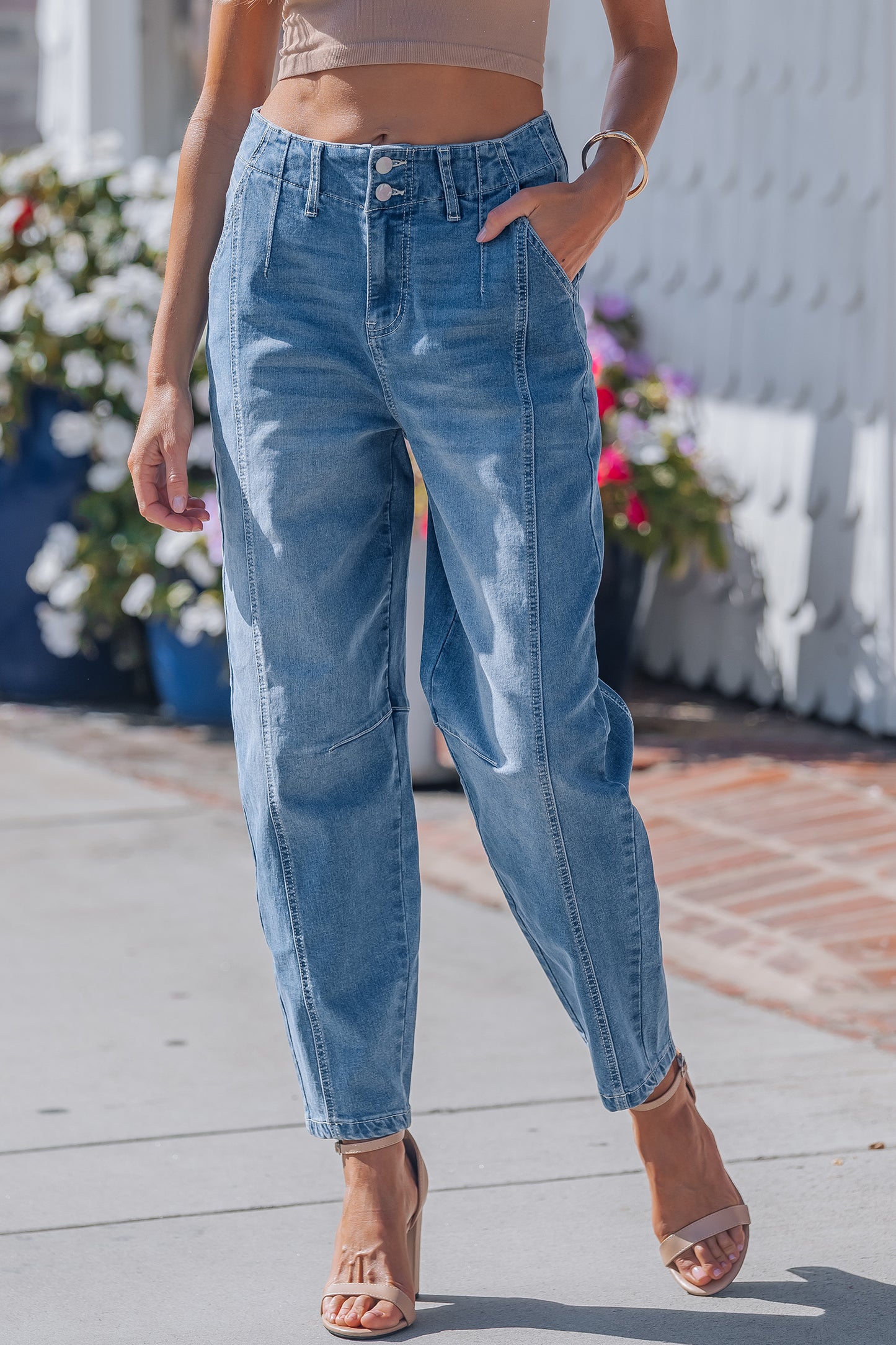 The Charleston Coastal Cuffed Barrel Jeans