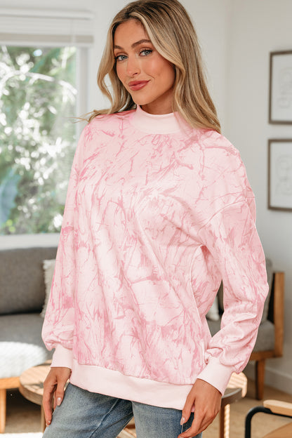 Pink Camo Mock Neck Baggy Sweatshirt