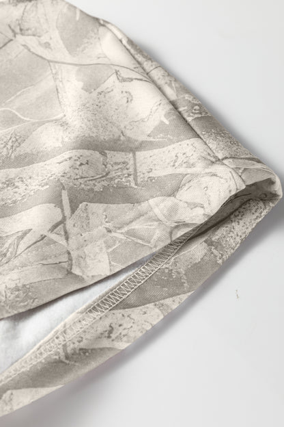 Beige Camouflage Woodland Print Oversized Sporty Hoodie