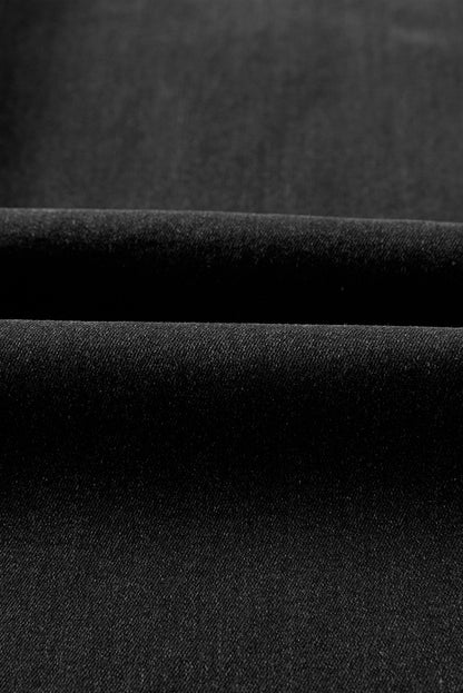 Black Raw Hem Unique Cuffs Straight High Rise Loose Jeans