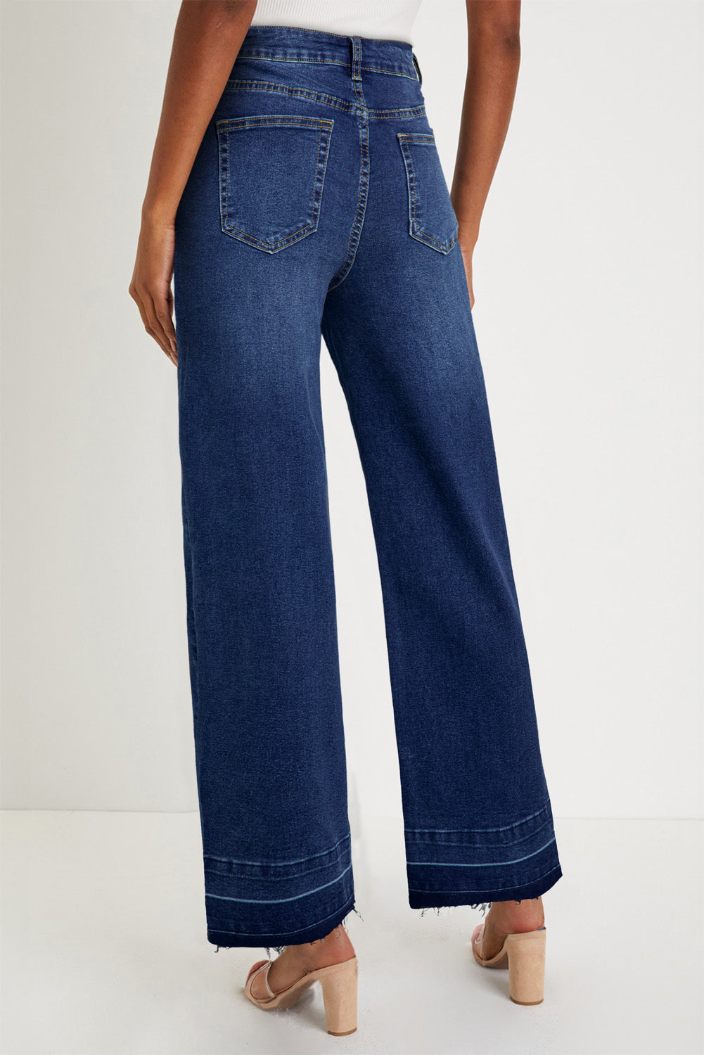 Real Teal Raw Hem Unique Cuffs Straight High Rise Loose Jeans