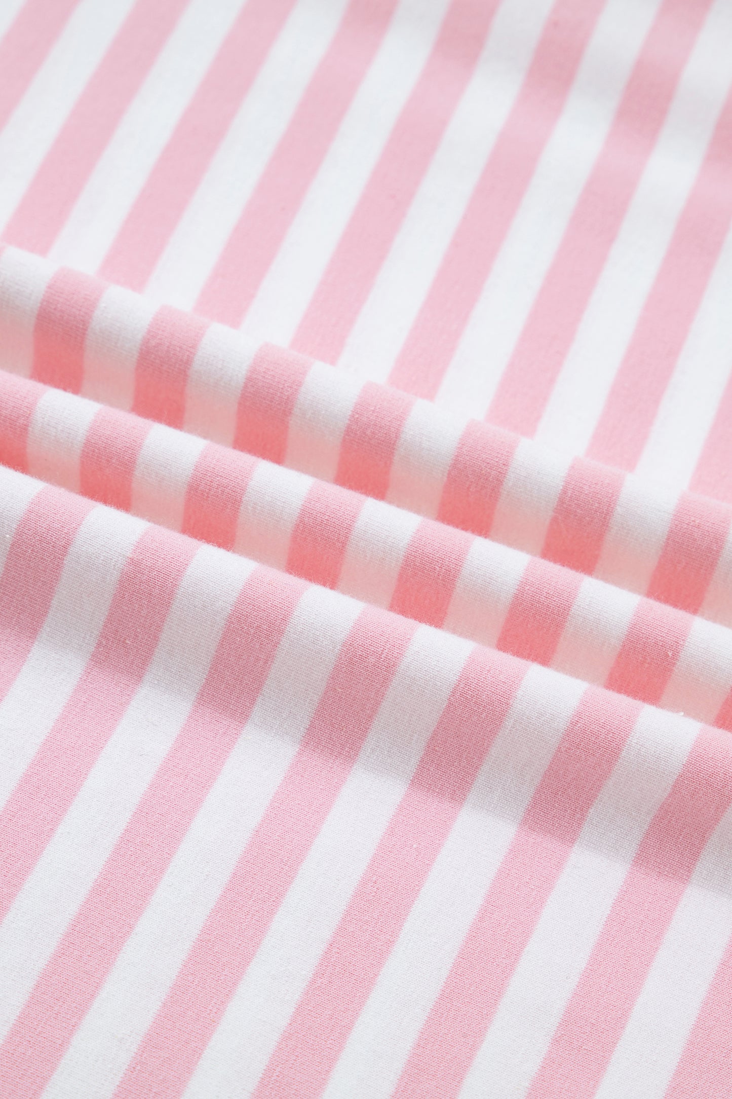 Pink Stripe Drop Shoulder Round Neck Top and Buttoned Straight Pants Two Piece Set